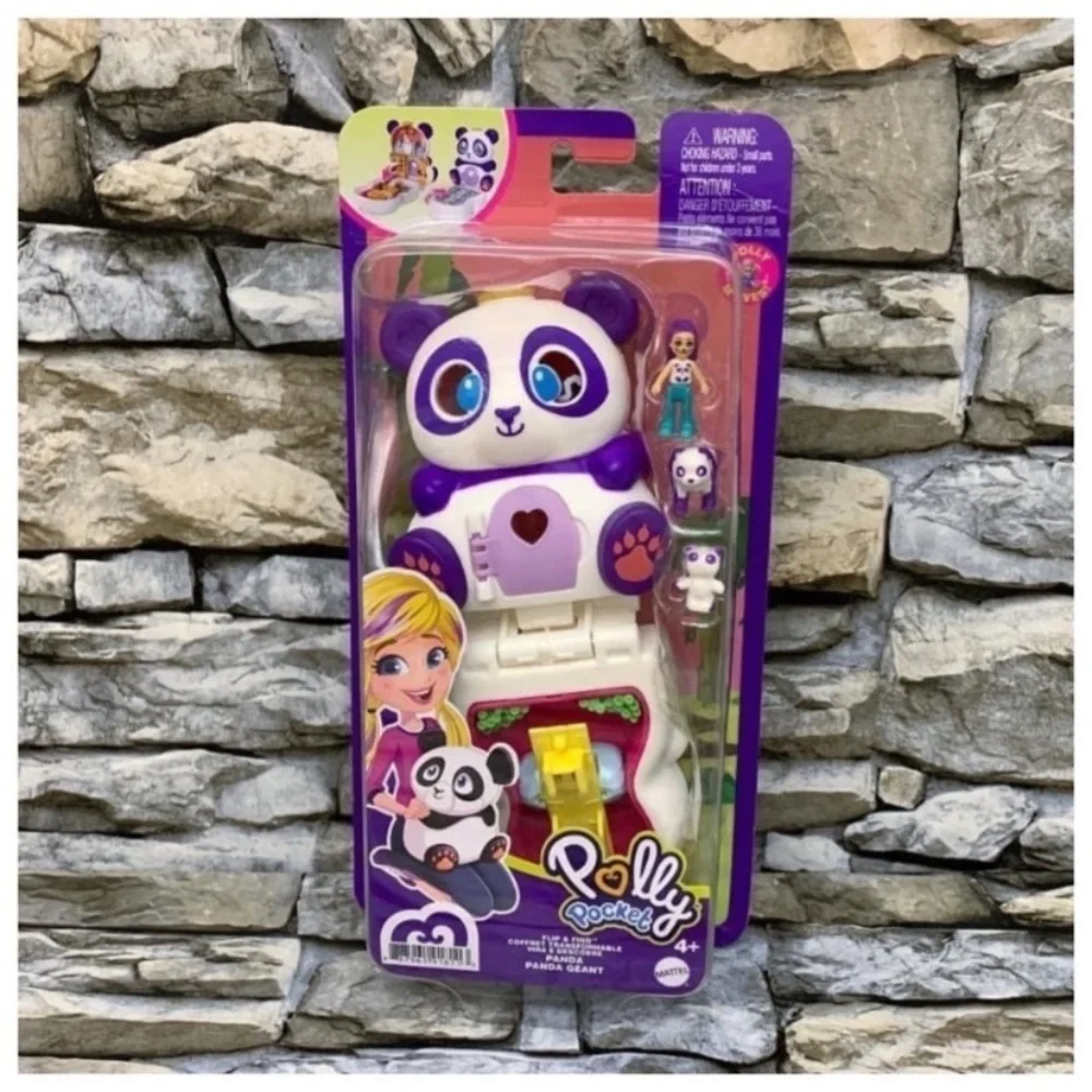 New Polly Pocket Panda Micro Doll Pet Flip Find Compact Mattel Toy Accessories